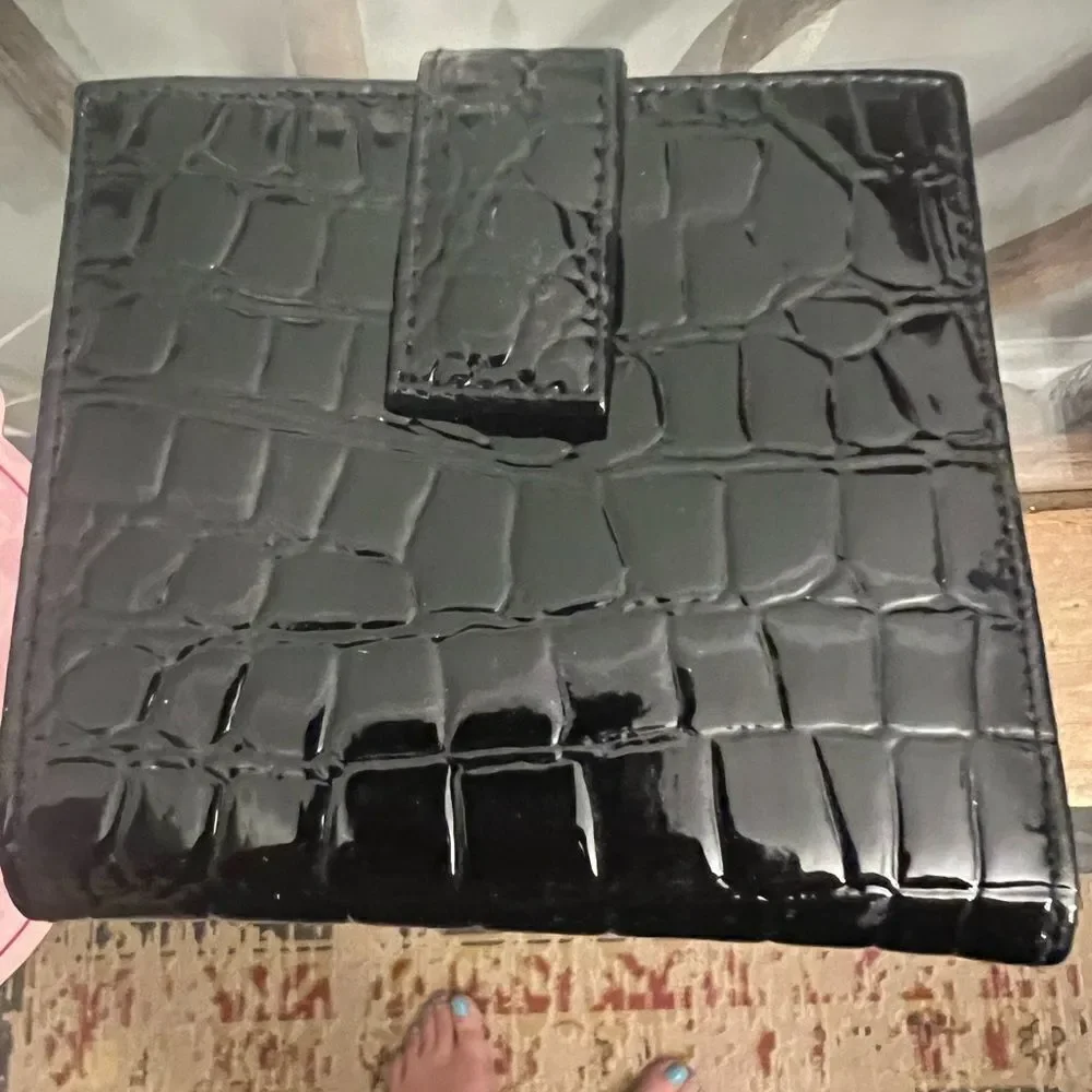 Patricia Field x Barbie Black Embossed Leather wallet NWT in original Box. Rare